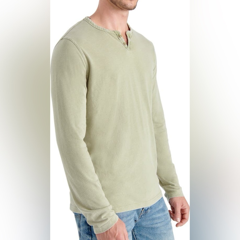 Lucky brand Henley Long Sleeve Shirt notch neck mineral wash XL green mens
